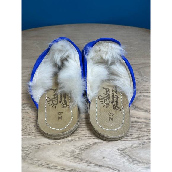 New! Sabah Electric Blue Suede Shearling Baba Mule Slipper Size 43 Men’s 10-10.5 main image 6